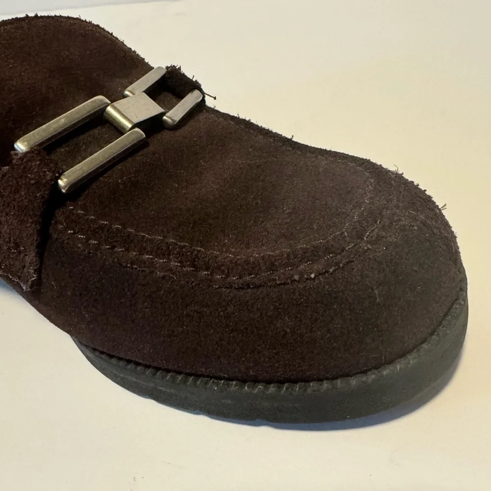Predictions Women's 7.5 Loafers Faux Suede Buckle Slip-On Brown